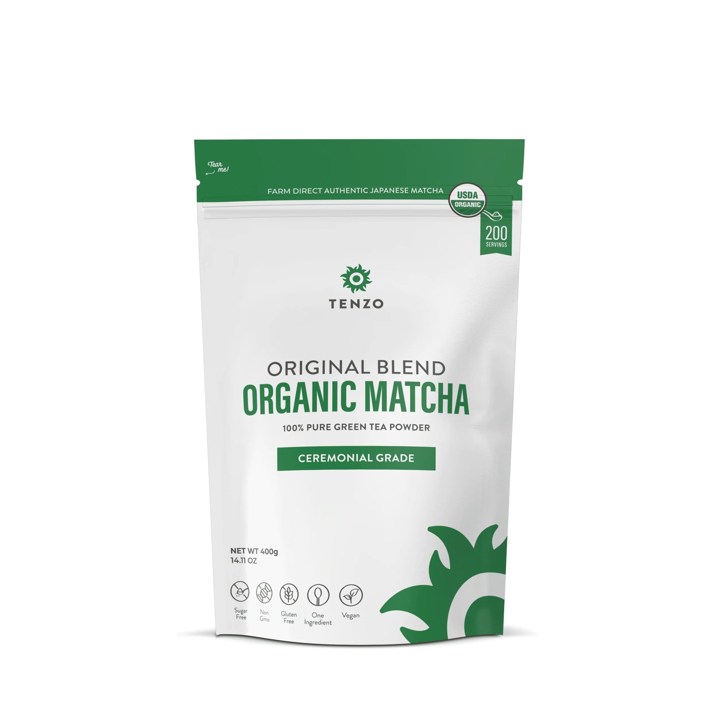 Organic Ceremonial Grade Matcha Green Tea Powder - 400g, Each By Tenzo